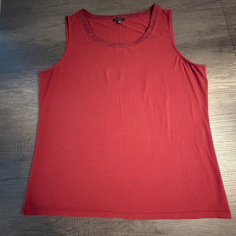 Talbots Burgundy Sleeveless Top Size XL Jersey Knit Stretch Scoop Neck
